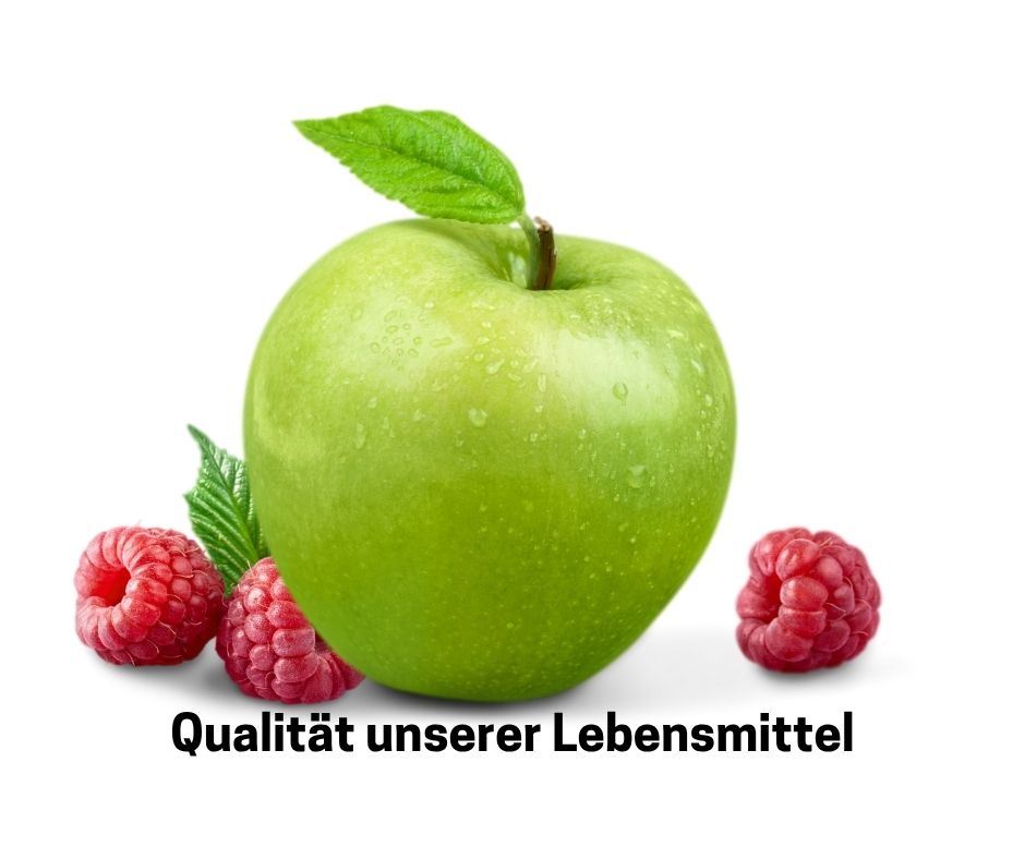 Qualität unserer Lebensmitel - Vital Supplements Grüner Apfel mit dem Schriftzug: Qualität unserer Lebensmittel.